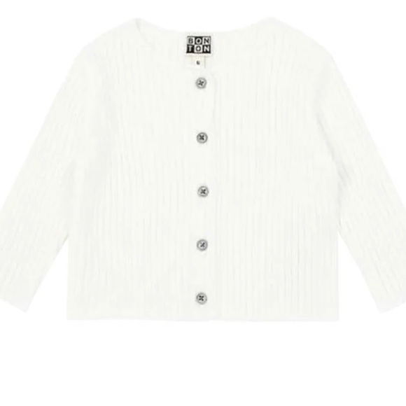 BNWT Bonton White Button-Up Cardigan - Picture 1 of 2